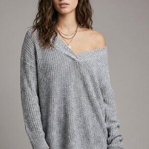 UO Silence + Noise Off Shoulder Sweater in Heather Gray size Small